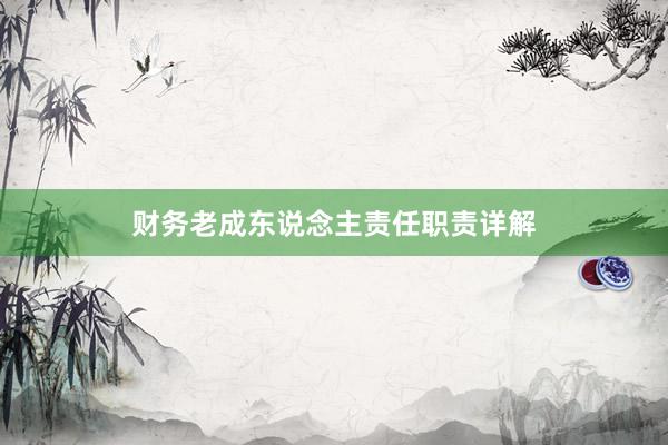 财务老成东说念主责任职责详解